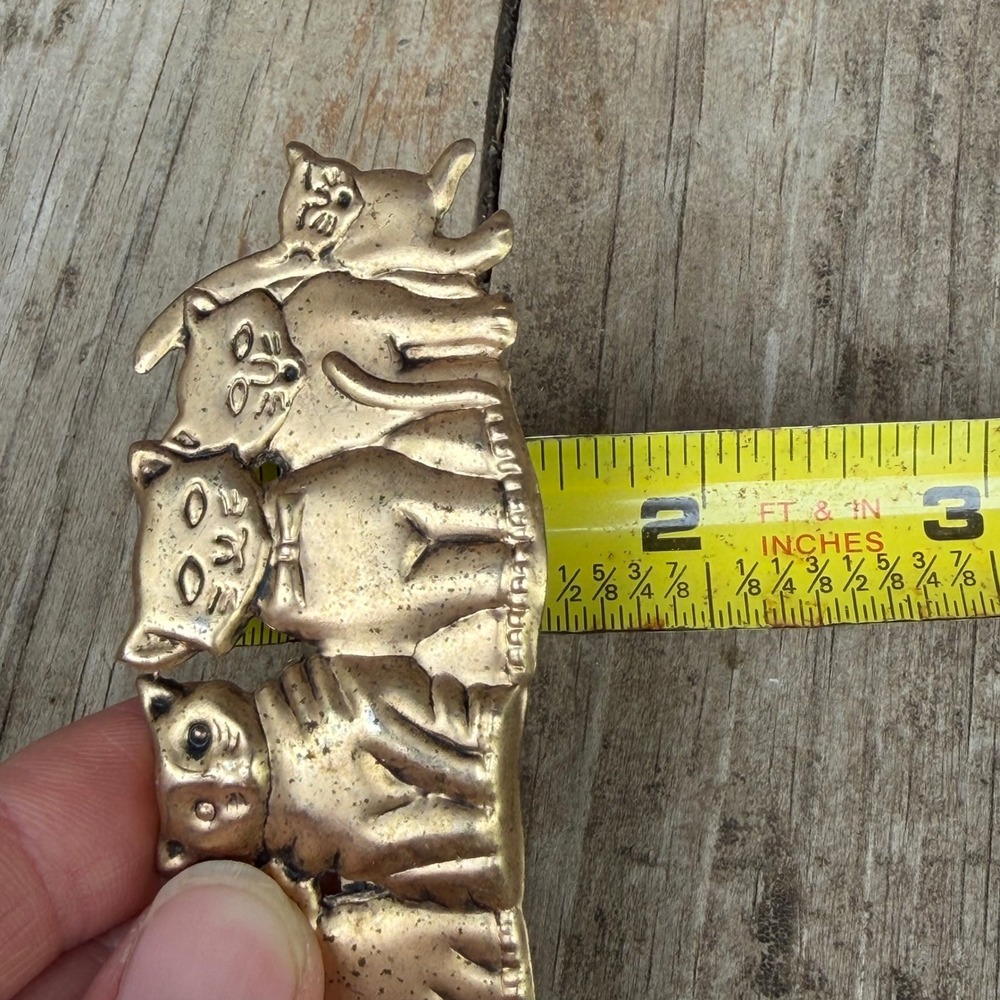 Vintage Cat Hair Barrette Women Gold Tone Five Kittens French Clip Korea 3 Inch - Picture 6 of 6